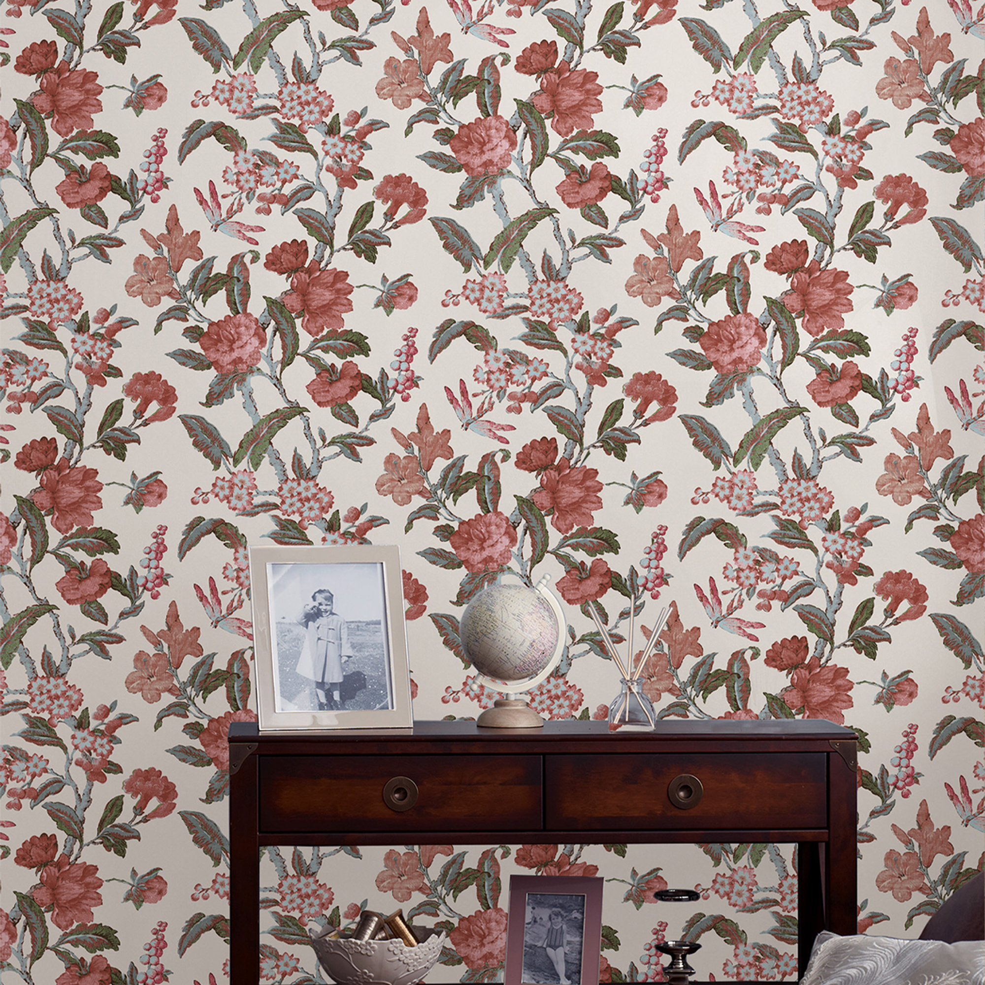 Minera Floral Wallpaper 118488 By Laura Ashley In Crimson Red